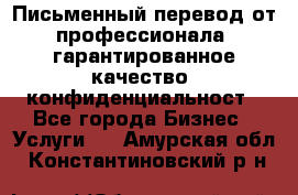 Письменный перевод от профессионала, гарантированное качество, конфиденциальност - Все города Бизнес » Услуги   . Амурская обл.,Константиновский р-н